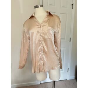 Nasty Gal champagne button down top , size 2